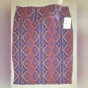 LuLaRoe Blue and Purple Pencil Skirt Knee-Length Casual